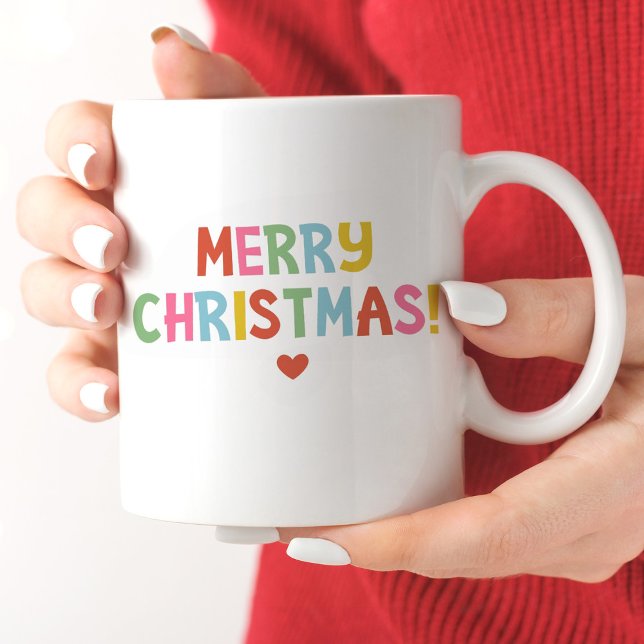 Tasse 2 Couleurs Simple moderne coloré Joyeux Noël (A cute merry Christmas mug with colorful modern typography.)