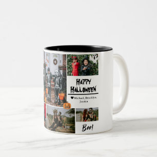 Tasse 2 Couleurs Simple moderne Happy Halloween photo collage famil