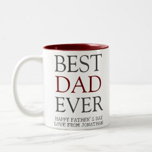 Tasse 2 Couleurs Simple moderne Script Happy Fête des pères famille