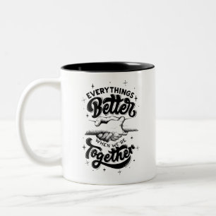 Tasse 2 Couleurs Simple Monochrome Intemporel Lettre Vintage Gras
