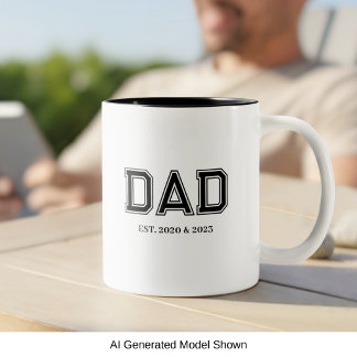 Tasse 2 Couleurs Simple Papa Moderne Établissement Typographie Univ