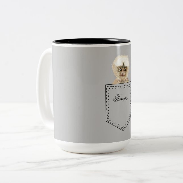 Tasse 2 Couleurs Singe de poche (Devant gauche)