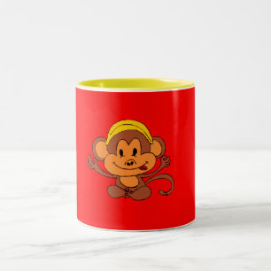 Tasse 2 Couleurs Singe jouant sur mesure avec banane