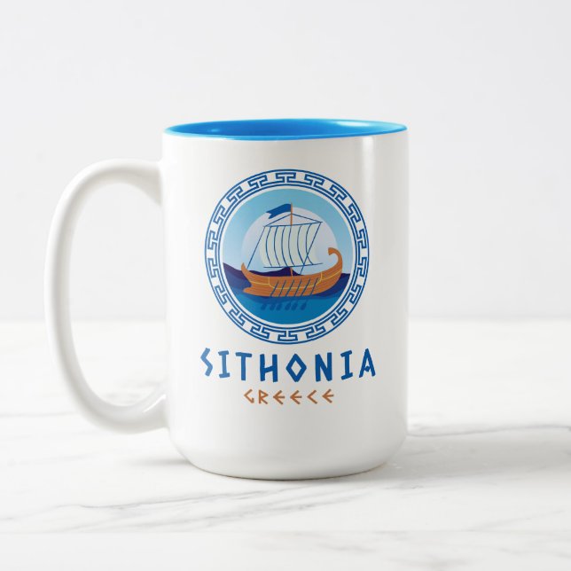 Tasse 2 Couleurs Sithonia, Grèce Design de navires grecs (Gauche)