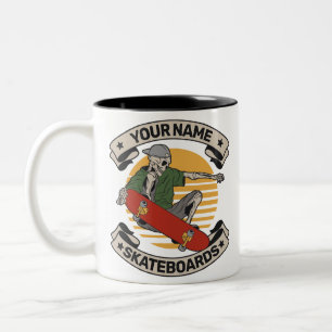 Tasse 2 Couleurs Skateboard personnalisé Nez Grab Skeleton Skeleton