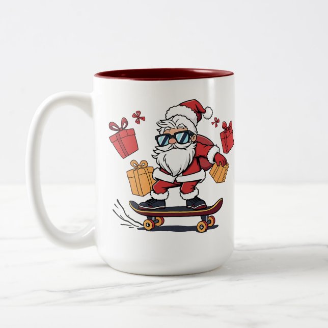 Tasse 2 Couleurs Skater Santa – The Coolest Claus in Town (Gauche)