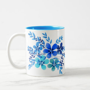 Tasse 2 Couleurs SKAYMARTS   Conception de la boue florale bleue
