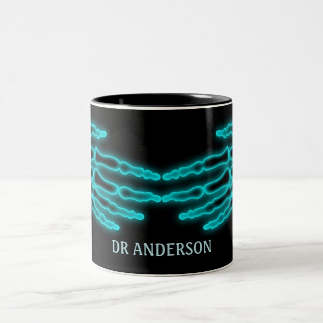 Tasse 2 Couleurs Skeleton Xray brillant mains médecin professionnel (Centre)