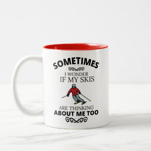 Tasse 2 Couleurs Ski, Parfois je me demande si mes skis pensent