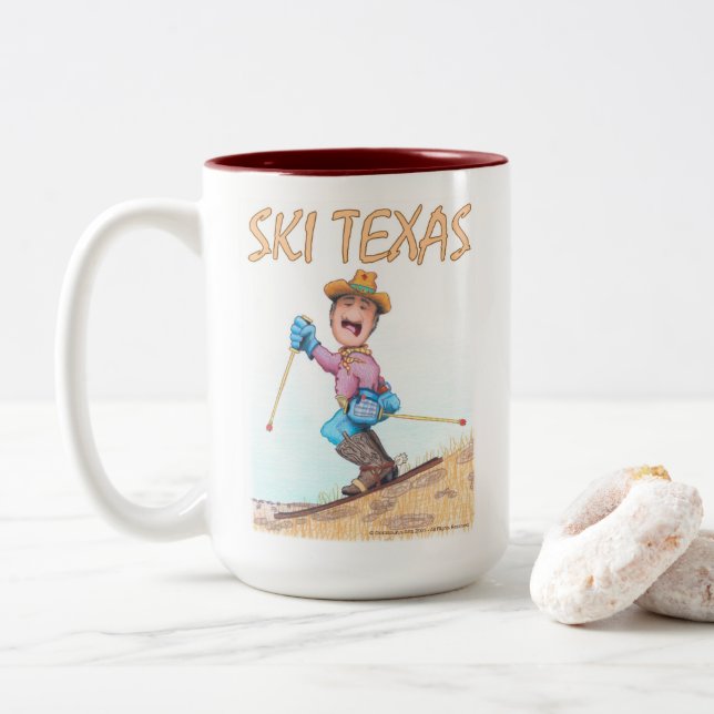 Tasse 2 Couleurs Ski Texas  (Avec donut)