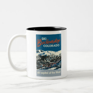 Tasse 2 Couleurs Ski Vintage BReckenridge Poster Blue
