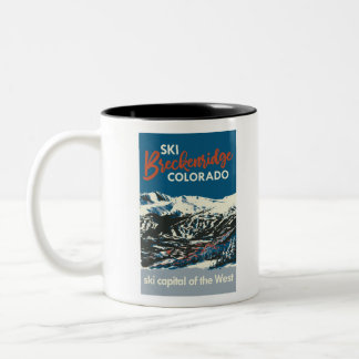 Tasse 2 Couleurs Ski Vintage BReckenridge Poster Blue
