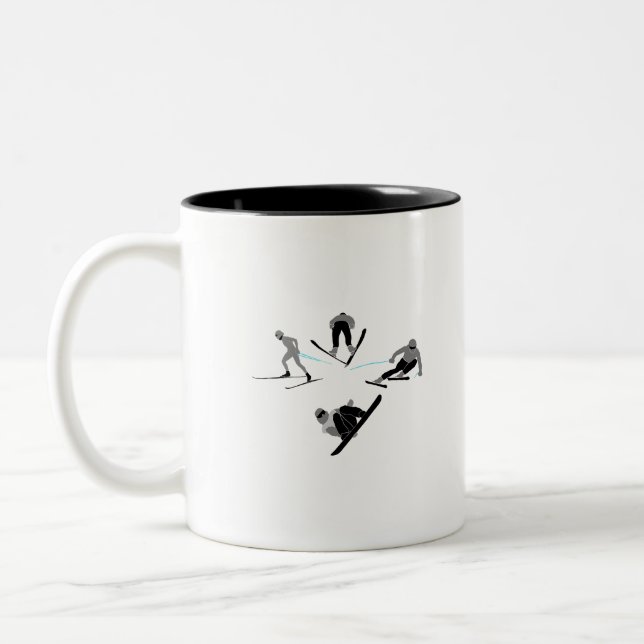 Tasse 2 Couleurs Skieurs et snowboardeurs - quatre disciplines (Gauche)