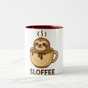 Tasse 2 Couleurs SLOFFEE — Joli Paresseux Café    Paresseux Drôle