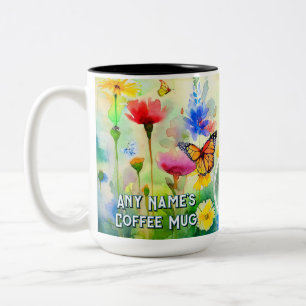 Tasse 2 Couleurs Slogan de récupération personnalisé avec fleurs et