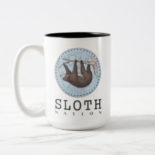 Tasse 2 Couleurs Sloth on Tree et Globe with Sloth Nation Text