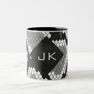 Tasse 2 Couleurs Snakeskin Gris, blanc et noir Monogramme