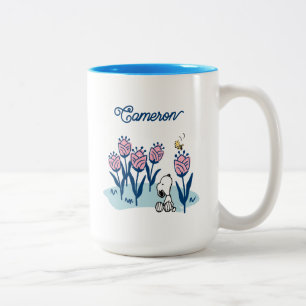 Tasse 2 Couleurs Snoopy d'arachides et Fleur de bois   Ajouter Votr