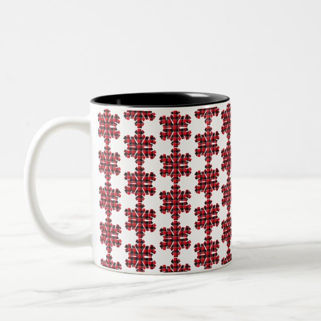 Tasse 2 Couleurs Snowflake Plaid Red Black Buffalo (Gauche)