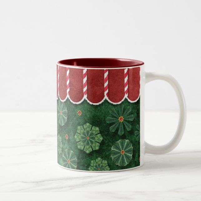 Tasse 2 Couleurs Snowflake Sucre de canne de Noël Stripe café Coupe (Droit)