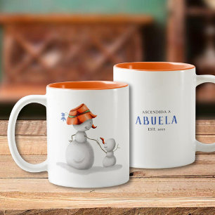 Tasse 2 Couleurs Snowman espagnol personnalisé promu à grand-mère