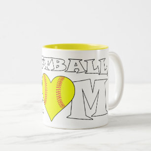 Tasse 2 Couleurs Softball Maman Coeur Formé Fastpitch Softball Spor