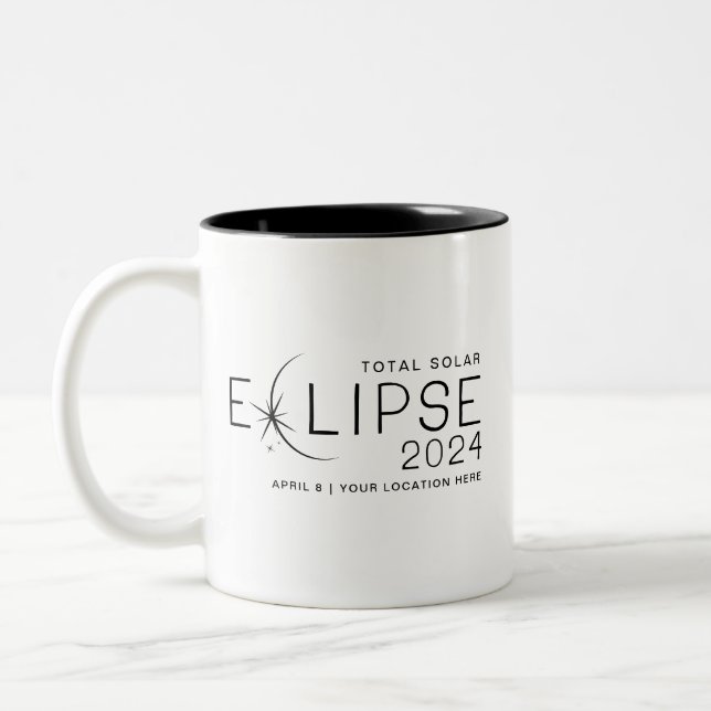 Tasse 2 Couleurs Solar Eclipse 2024 Lieu personnalisé Commémoratif (Gauche)