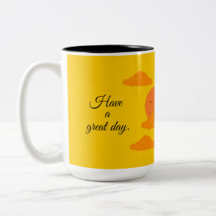Tasse 2 Couleurs Soleil orange dans un ciel doré :