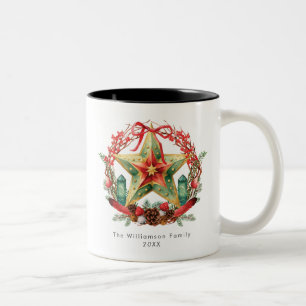 Tasse 2 Couleurs Solstice d'hiver Wreath Star Noël Yule