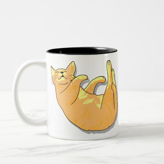 Tasse 2 Couleurs Sommeil chat orange et jaune (Gauche)