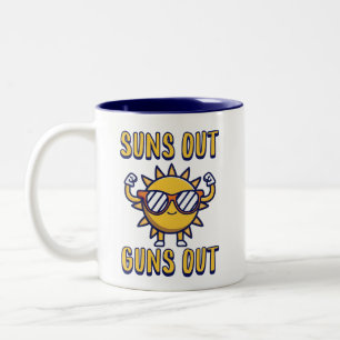 Tasse 2 Couleurs Sonne dehors les armes ! Caricature de soleil punn