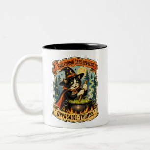 Tasse 2 Couleurs Sorcière Halloween Vintage Chat avec Pouce Opposab