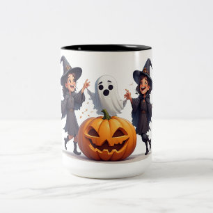 Tasse 2 Couleurs Sourires de sorcières célébrant la nuit d'Hallowee