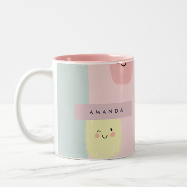 Tasse 2 Couleurs Sourires personnalisés Pastel Sweets Kawaii (Gauche)