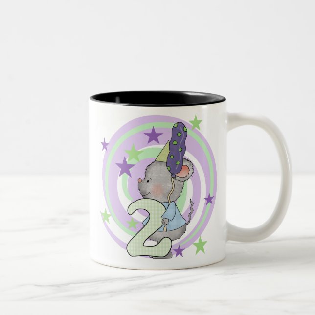 Tasse 2 Couleurs Souris 2e anniversaire T-shirts et cadeaux (Droit)