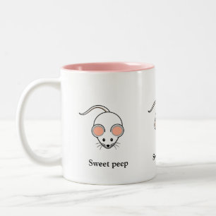Tasse 2 Couleurs Souris blanc & calligraphie
