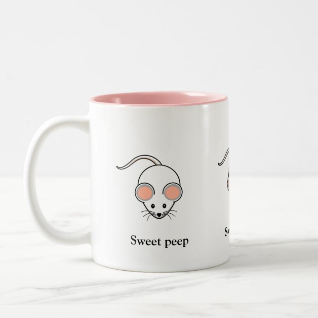 Tasse 2 Couleurs Souris blanc & calligraphie (Gauche)