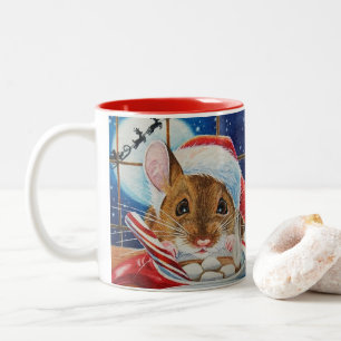 Tasse 2 Couleurs Souris père Noël Field avec Aquarelle de Coco Ho