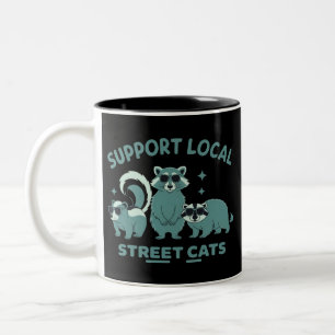 Tasse 2 Couleurs Soutenir le chat de rue local drôle de raton laveu