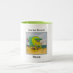 Tasse 2 Couleurs South Beach Miami Floride Lifeguard Tower Green