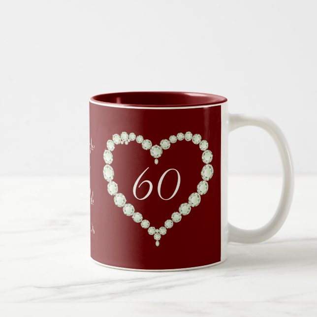 Tasse 2 Couleurs Souvenir d'anniversaire de noces de diamant de (Droit)