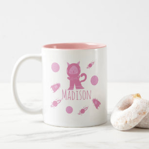 Tasse 2 Couleurs Space Cat Pink Kitten Nom