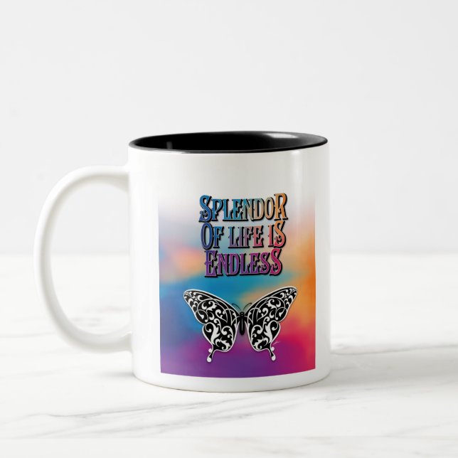 Tasse 2 Couleurs Splendeur de vie avec papillon (Gauche)