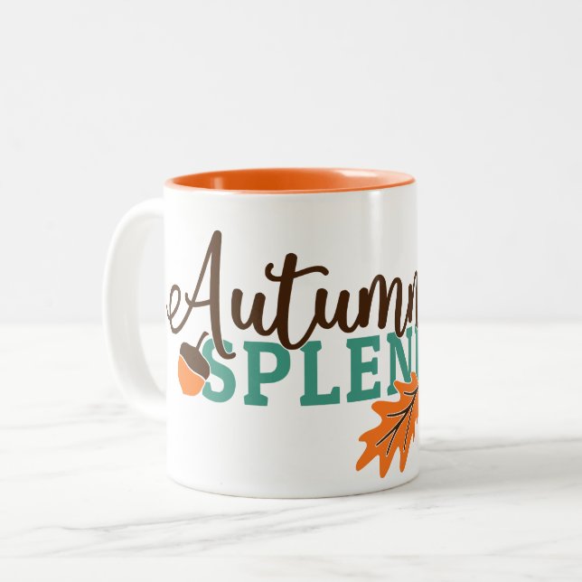 Tasse 2 Couleurs Splendor d'automne Acorn et feuilles de chêne (Devant gauche)