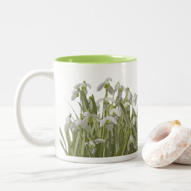 Tasse 2 Couleurs Spring Snowdrops (Avec donut)