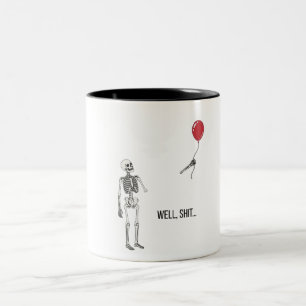Tasse 2 Couleurs Squelette a perdu un ballon, humour noir Halloween
