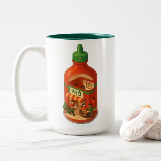 Tasse 2 Couleurs Sriracha Pho Shop (Avec donut)