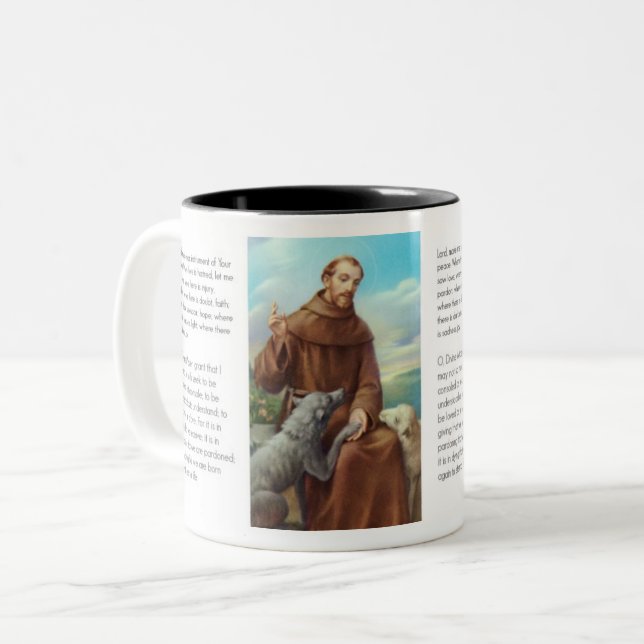 Tasse 2 Couleurs St Francis de prière d'Assisi de paix (Devant gauche)