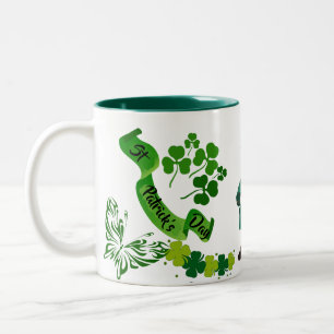 Tasse 2 Couleurs St patrick Leprechaun Butterfly Lucky Shamrocks