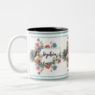 Tasse 2 Couleurs St personnalisé Therese avec la prière de Memorare